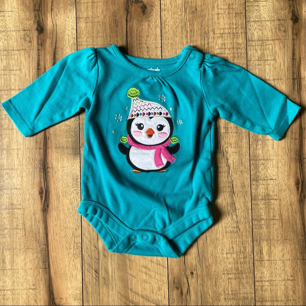 🌺 3 for $10 🌺 garanimals penguin onesie teal